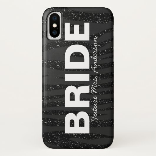 Bride Black Zebra Glitter ontwerp Case-Mate iPhone Case (Achterkant)