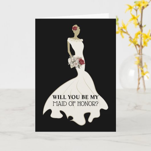 Bride blanke jurk chic maid ere eer kaart (Gele Bloem)