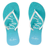 Bride blauwgroen blauw glitter aqua zee groen mono teenslippers (Voetbed)