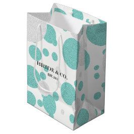 BRIDE Blauwgroen blauwe poka Dot Shower Tiara Part Medium Cadeauzakje