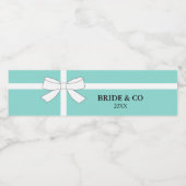 BRIDE Blauwgroen Blue and White Bow Tiara Party Waterfles Etiket (Enkel label)