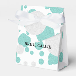 BRIDE Blauwgroen Blue Shimmer Polka Dot Wedding Pa Bedankdoosjes
