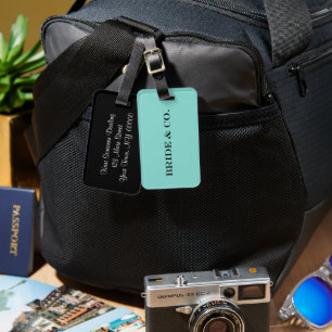 BRIDE Blauwgroen Blue Shower Party - Gepersonalise Bagagelabel