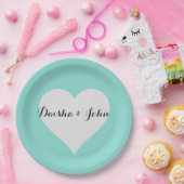 BRIDE Blauwgroen Blue & Silver Heart Vrijgezellenf Papieren Bordje (Feest)