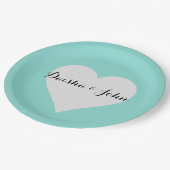 BRIDE Blauwgroen Blue & Silver Heart Vrijgezellenf Papieren Bordje (Gekanteld)