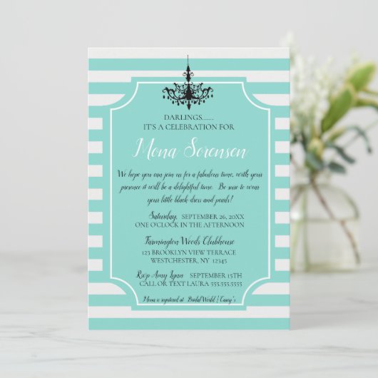 Bride Blauwgroen Blue Tea Bridal Brunch Shower Par (Staand voorkant)