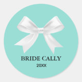 BRIDE Blauwgroen Blue Tiara Party Klassieke Round  Ronde Sticker (Voorkant)