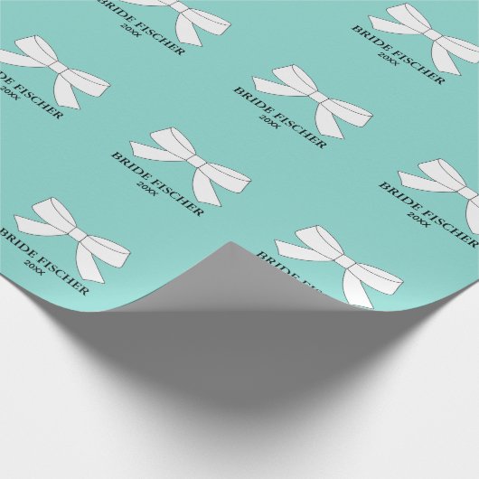 BRIDE Blauwgroen Blue Tiara Shower Party - Geperso Cadeaupapier (Hoek)