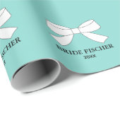 BRIDE Blauwgroen Blue Tiara Shower Party - Geperso Cadeaupapier (Rol Hoek)