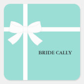 BRIDE Blauwgroen Blue Tiara Shower Party - Geperso Vierkante Sticker (Voorkant)