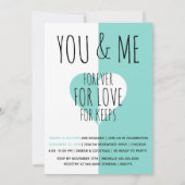 BRIDE Blauwgroen Blue You & Me Wedding Suite Party Kaart (Achterkant)