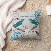 Bride Blauwgroen Damask Love Bird Birdcage Kussen (Deken)
