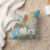 Bride  Blauwgroen Damask Peacock Birdcage Vines Kussen (Deken)