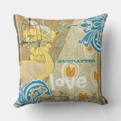 Bride Blauwgroen geel koraal en olijfpeacock Birdc Kussen (Achterkant)