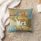 Bride Blauwgroen geel koraal en olijfpeacock Birdc Kussen (Deken)