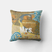 Bride Blauwgroen geel koraal en olijfpeacock Birdc Kussen (Achterkant)