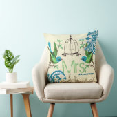 Bride Blauwgroen Green Damask Bird Mrs Forever Kussen (Stoel)