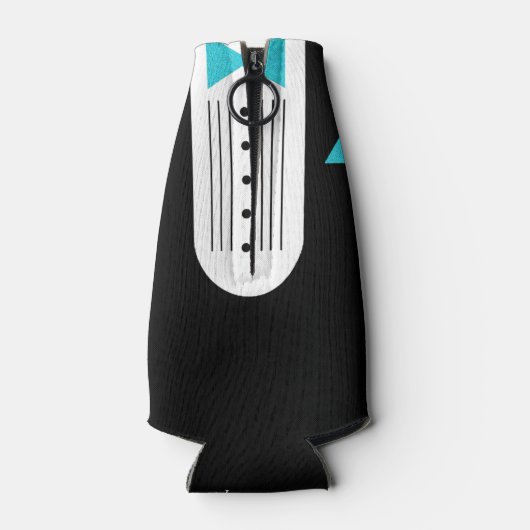 BRIDE Blauwgroen Tuxedo Bridal Partij Flesjeskoeler (Achterkant)