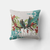 Bride  Blauwgroen vogels Damask & Crimson Blooms Kussen (Achterkant)