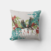 Bride  Blauwgroen vogels Damask & Crimson Blooms Kussen (Voorkant)