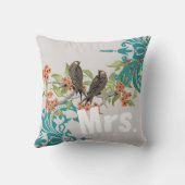 Bride  Blauwgroen vogels Damask & Tangerine Blooms Kussen (Achterkant)