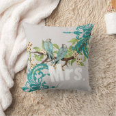 Bride  Blauwgroen vogels Damask & Yellow Blooms Kussen (Deken)