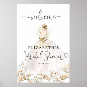 Bride Blonde Dress Floral Welcome Vrijgezellenfees Poster