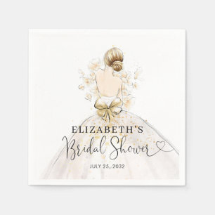 Bride Blonde Dress Pink Gold Floral Vrijgezellenfe Servet