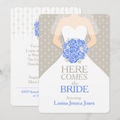 Bride blue bouquet graphic vrijgezellenfeest nodig kaart (Voorkant / Achterkant)