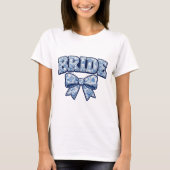 Bride Blue Toile Coquette Bow T-shirt (Voorkant)
