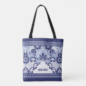 Bride Blue & White Mexican Talavera Tegel Canvas t Tote Bag (Achterkant)