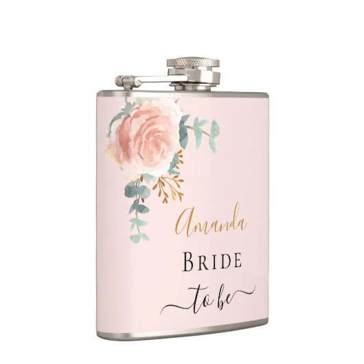 Bride blush roos florale eucalyptus bachelorette heupfles (Rechts)