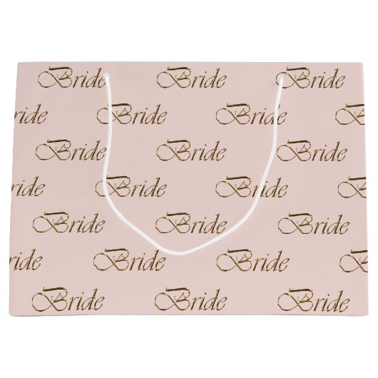 Bride blush roze goudelegant calligrafische patroo groot cadeauzakje (Voorkant)