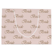 Bride blush roze goudelegant calligrafische patroo groot cadeauzakje (Achterkant)