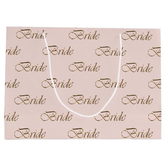 Bride blush roze goudelegant calligrafische patroo groot cadeauzakje (Achterkant)