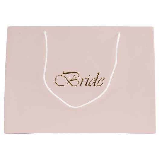 Bride blush roze gouden script elegant chic bruilo groot cadeauzakje (Voorkant)