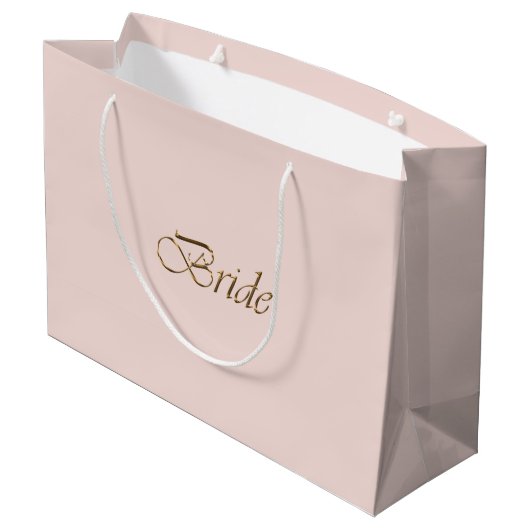 Bride blush roze gouden script elegant chic bruilo groot cadeauzakje (Achterkant Gekanteld)