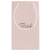 Bride blush roze gouden script elegant chic bruilo klein cadeauzakje (Achterkant)
