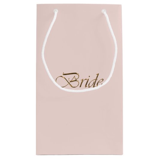 Bride blush roze gouden script elegant chic bruilo klein cadeauzakje (Achterkant)