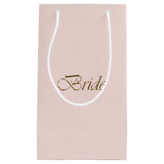 Bride blush roze gouden script elegant chic bruilo klein cadeauzakje (Voorkant)