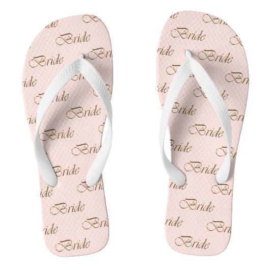 Bride blush roze goudkalligrafiepatroon elegant teenslippers (Voetbed)