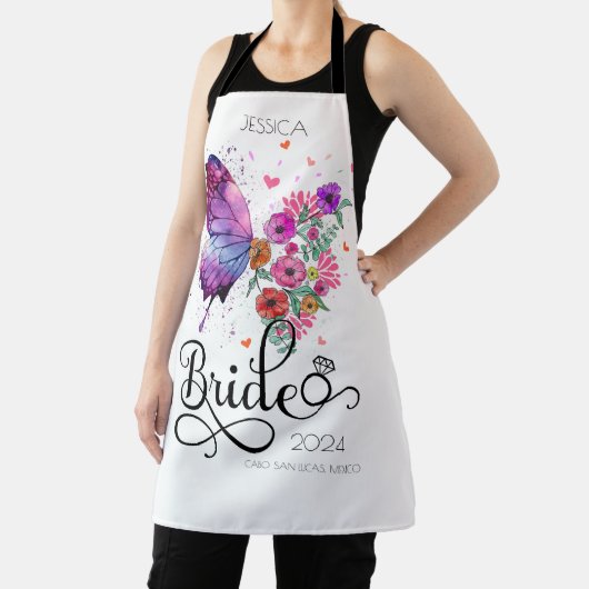 Bride boho Floral Butterfly Kitchen Gift Schort (Insitu)