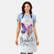 Bride boho Floral Butterfly Kitchen Gift Schort