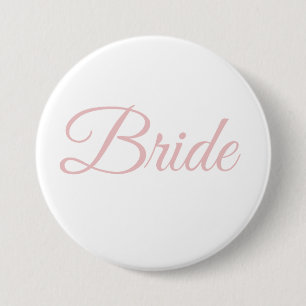Bride Bridal Partij Blush Pink Whie Wedding Classy Ronde Button 7,6 Cm
