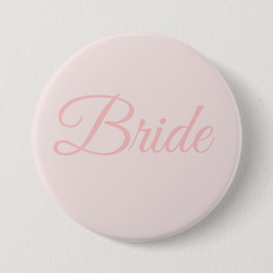 Bride Bridal Party Blush Pink Wedding Button Pin
