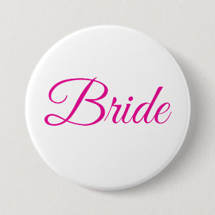 Bride Bridal Pink White Elegant Weddenschap Pin Ronde Button 7,6 Cm