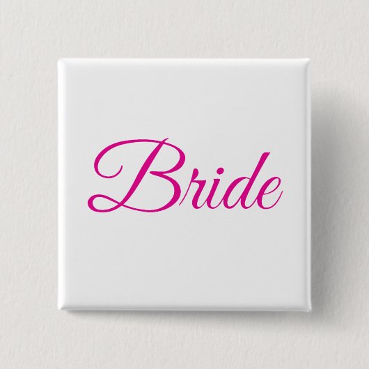 Bride Bridal Pink White Elegant Weddenschap Pin Vierkante Button 5,1 Cm (Voorkant)