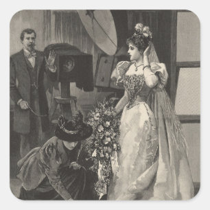  Bride, Bridal-portret met fotograaf Vierkante Sticker