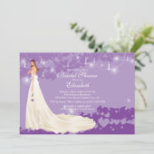 Bride Bridal Shower Invitation Trendy Paars Kaart (Staand voorkant)