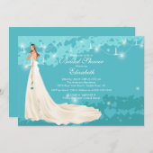 Bride Bridal Shower Invitation Trendy Turquoise Kaart (Voorkant / Achterkant)